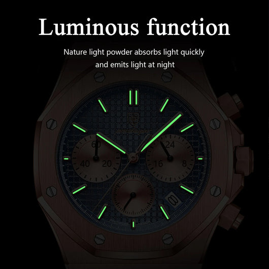 Original Luxury Men'S Watches Date Chronograph Stainless Steel Quartz Watch Waterproof Luminous Fashion Man Wristwatch